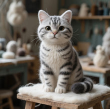 画像をギャラリービューアに読み込む, 【画像カスタマイズ】リアルな銀虎斑猫ペットモデル - 精密手作り、ペットの記念に最適なギフト