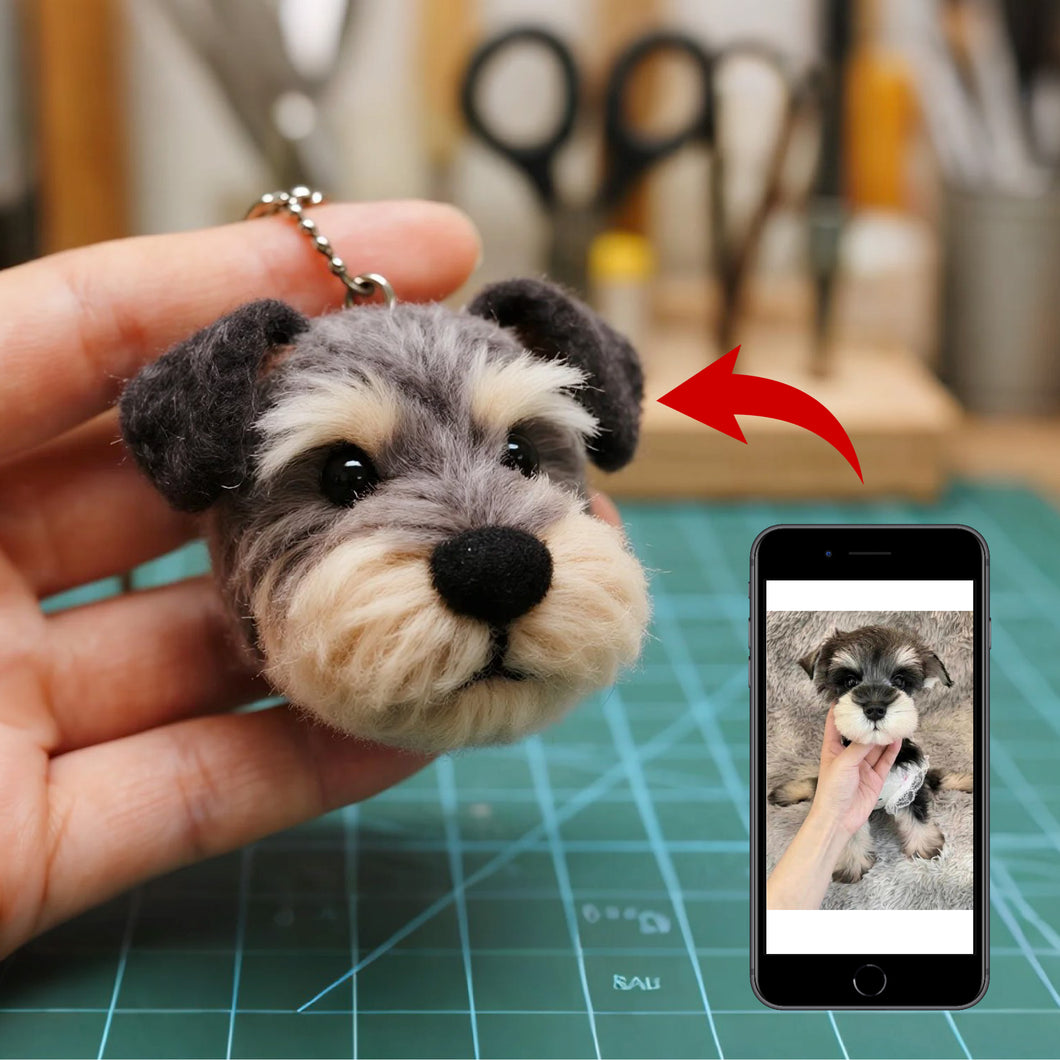 【手作フェルト】シュナウザー犬のペンダント | ミニチュアギフト | 可愛い記念品