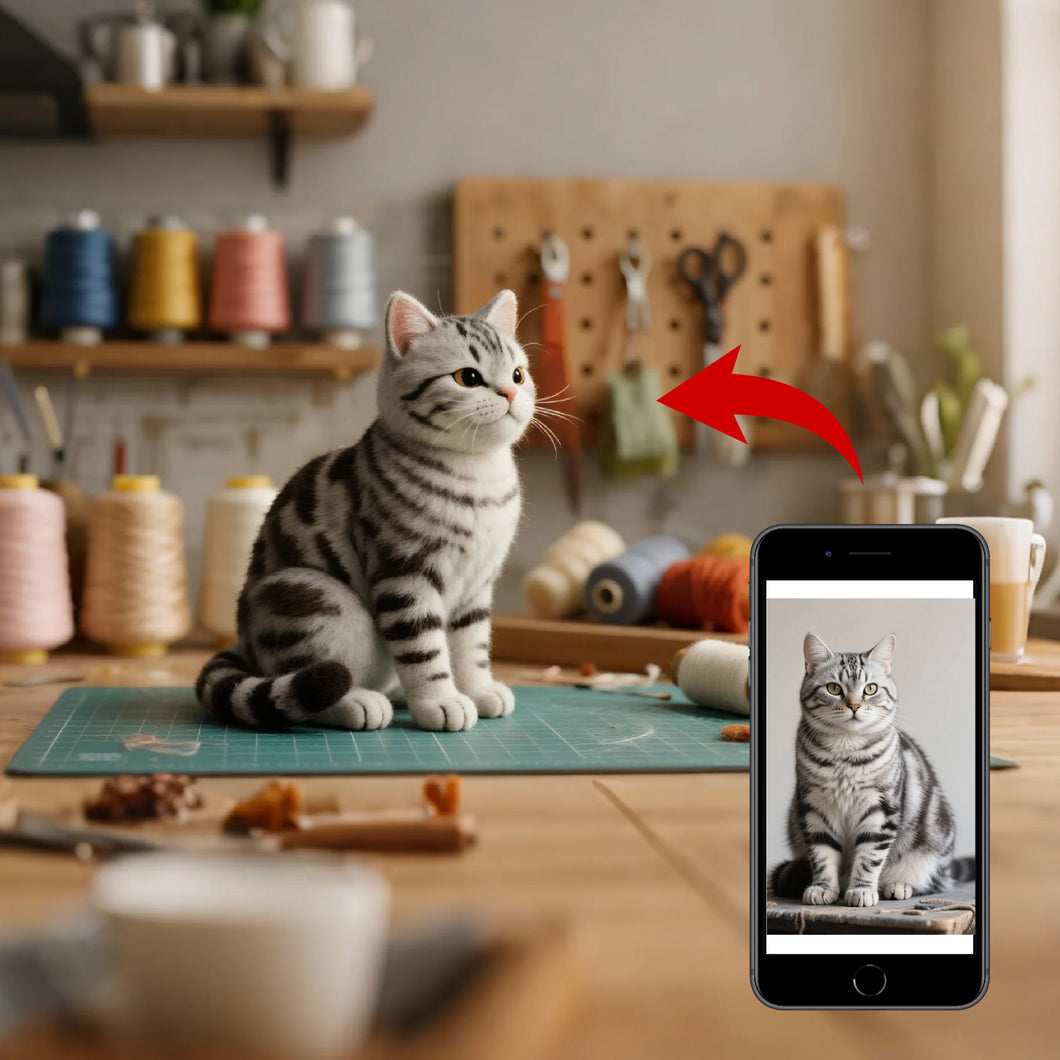 【画像カスタマイズ】リアルな銀虎斑猫ペットモデル - 精密手作り、ペットの記念に最適なギフト