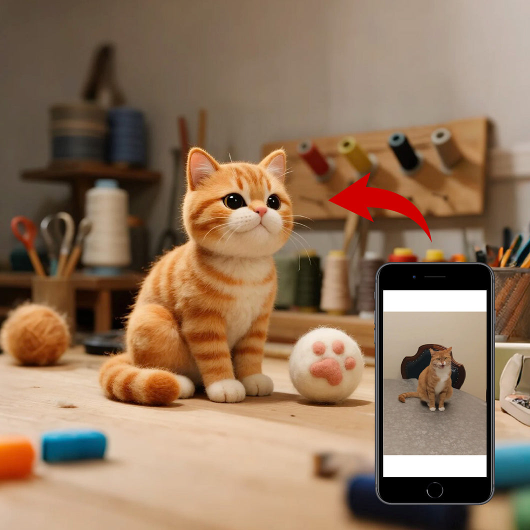 【画像カスタマイズ】愛猫の永遠の記憶！オレンジ猫ペットモデル - 精緻な手作りフィギュアでペットの魅力を再現