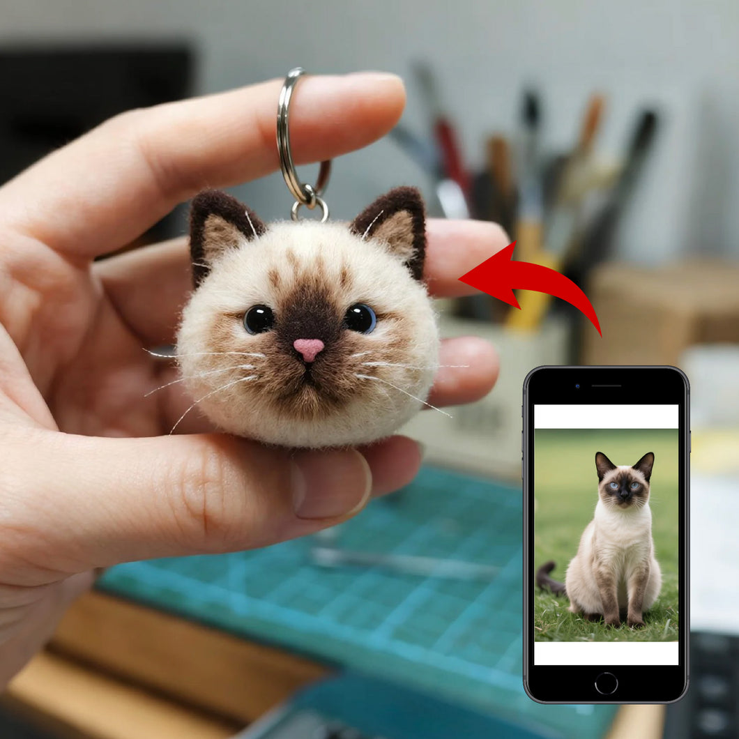 お写真からオーダーメイド猫ちゃんフェルトチャーム - 手作りアートで再現する、あなただけのペット記念アイテム