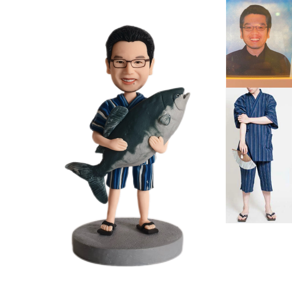 【写真オーダーメイド人形】 釣り好き必見！手作り粘土人形で釣りの感動を立体保存 オーダーメイドであなたの名場面を永遠に