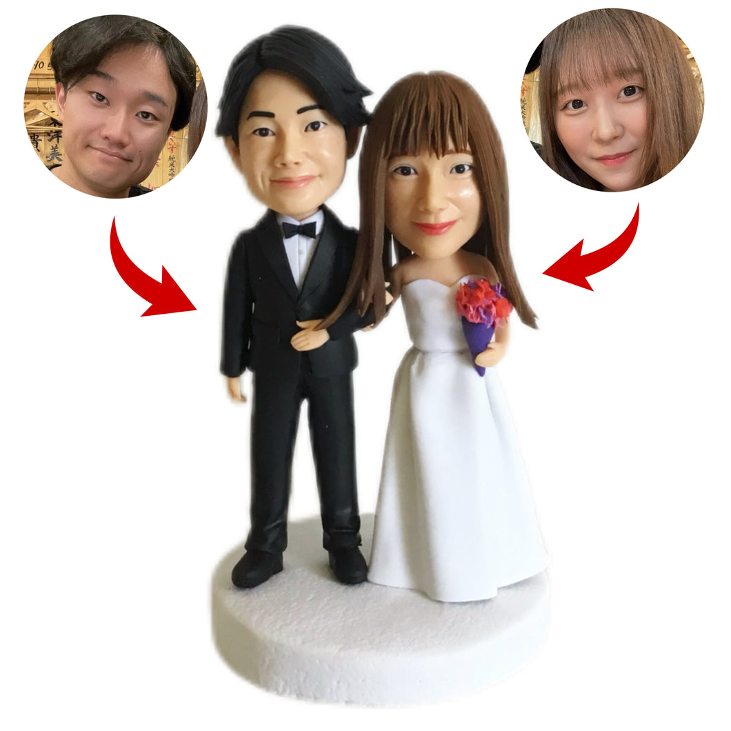 【お写真からのウェディング フィギュア】服装とポーズ固定タイプ08 結婚式 ウェルカム フィギュア - 二人